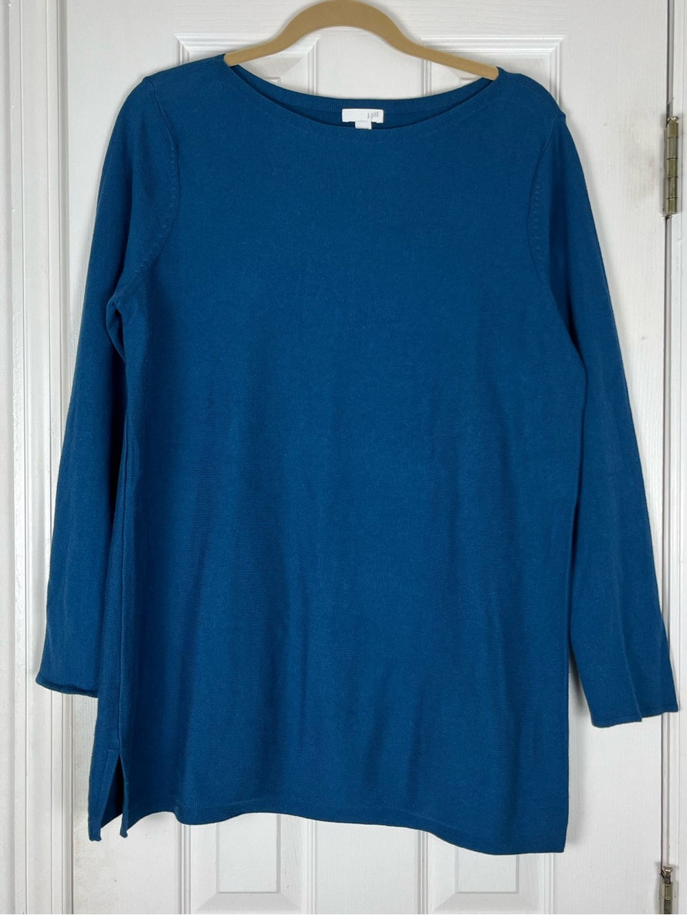 J. Jill Dark Teal Ponte Tunic Pullover Knit Sweater Sz M Minimalist